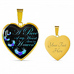Angel Wings Heart a Piece of My Heart Lives in Heaven Heart Pendant Necklace - Heart Luxury Necklace (Gold Plated)