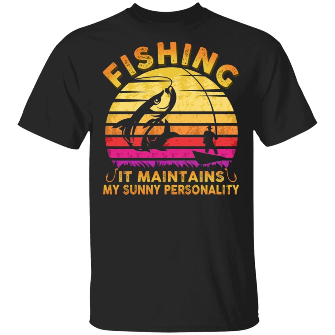 Fishing It Maintains My Sunny Personality - Fishing Lover Gifts for Men T-Shirt, Black, Unisex T-Shirt