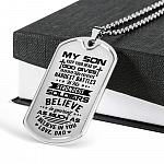 My Son Keep Your Head Up God Gives His Hardest Battle Dog Tag Necklace - Dog Tag (Silver)