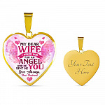 My Dear Wife I Asked God for an Angel He Sent Me You from Husband Heart Pendant Necklace - For Her - Heart Luxury Necklace (Gold Plated)