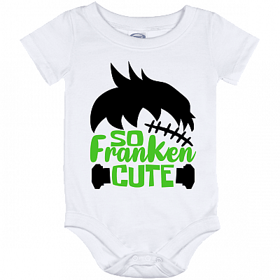 So Franken Cute Boy Franken-stein Baby Onesie - Baby Infant Bodysuit - Halloween Custome For Kids, White, Baby Onesie - 12 Month