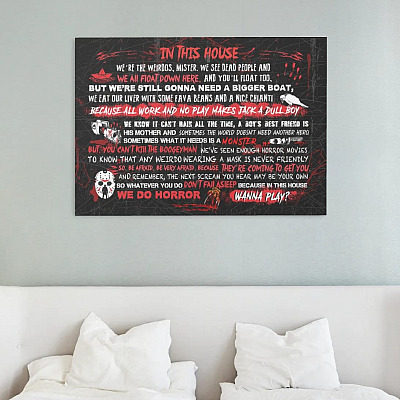 Alternative view of In This House We're The Weirdos Mister And We Do Horror Wrapped Framed Canvas Prints - Unframed Poster