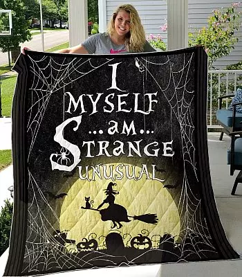Alternative view of I Myself Am Strange and Unusual - Halloween Fleece Blanket - Sherpa Blanket - Woven Blanket