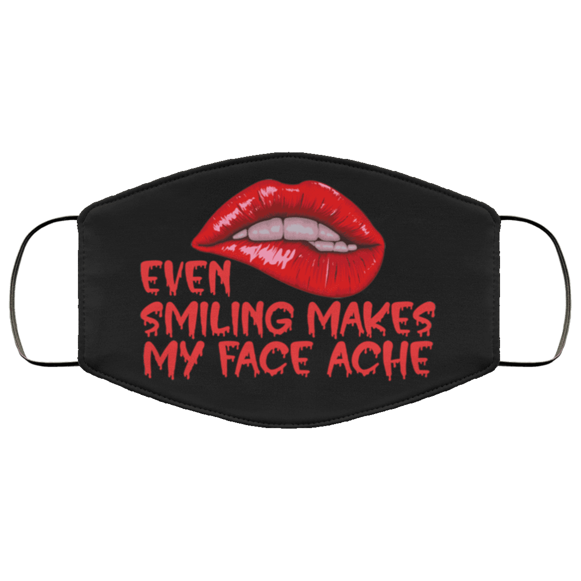 Even Smiling Makes My Face Ache Funny Washable Reusable Custom - Printed Cloth Face Mask Cover, Black, Cloth Face Cover – Medium/Large Even Smiling Makes My Face Ache Funny Washable Reusable Custom - Printed Cloth Face Mask Cover, Black, Cloth Face Cover – Medium/Large
