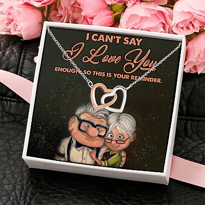 Alternative view of I Can't Say I Love You Enough So This Is Your Reminder Eternal Relationship Interlocking Hearts Pendant Necklace