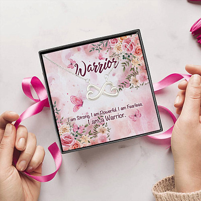 Alternative view of I Am Strong I Am Powerful I Am Fearless I Am A Warrior Infinity Heart Pendant Necklace Gift For Single Mom