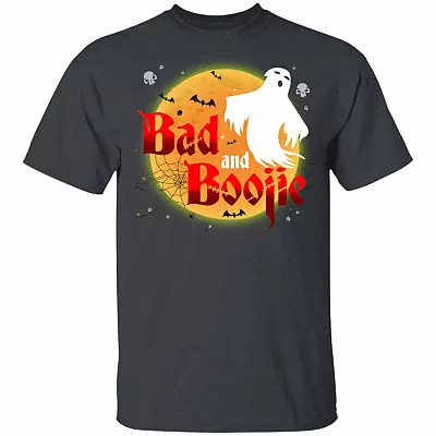 Bad and Boojie Sacastic Novelty T-Shirt-Funny Halloween Shirt, Dark Heather, Unisex T-Shirt