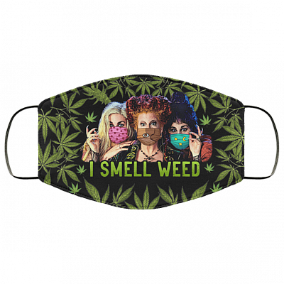 I Smell Weed Three Witches Hocus Pocus Funny Halloween Washable Reusable Custom - Printed Cloth Face Mask Cover, Black, Cloth Face Cover – Medium/Large