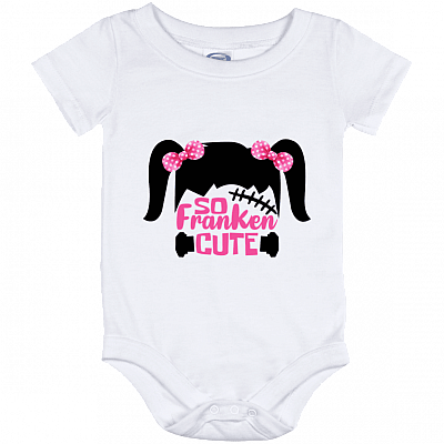 So Franken Cute Girl Franken-stein Baby Onesie - Baby Infant Bodysuit - Halloween Custome For Kids, White, Baby Onesie - 12 Month