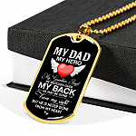 My Dad My Hero My Guardian Angel He Watches Over My Back Dog Tag Pendant Necklace - Dog Tag (Gold Plated)