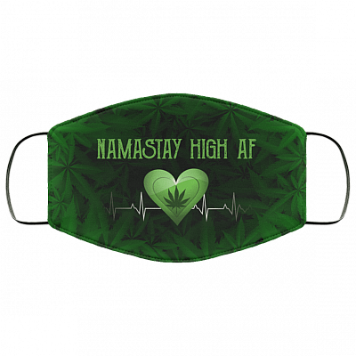 Namastay High AF 420 Cannabis Washable Reusable Custom - Printed Cloth Face Mask Cover, White, Cloth Face Cover – Medium/Large