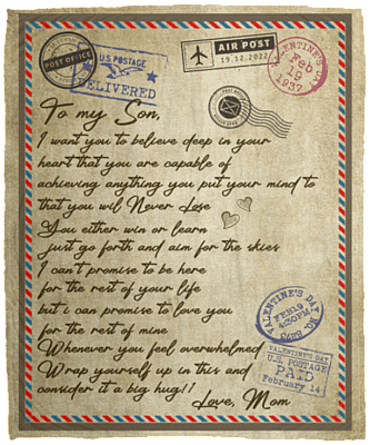 Mom to My Son I Want You to Believe Deep in Your Heart Letter Fleece Blanket - Premium Sherpa Blanket, White, Cozy Plush Fleece Blanket - 50x60