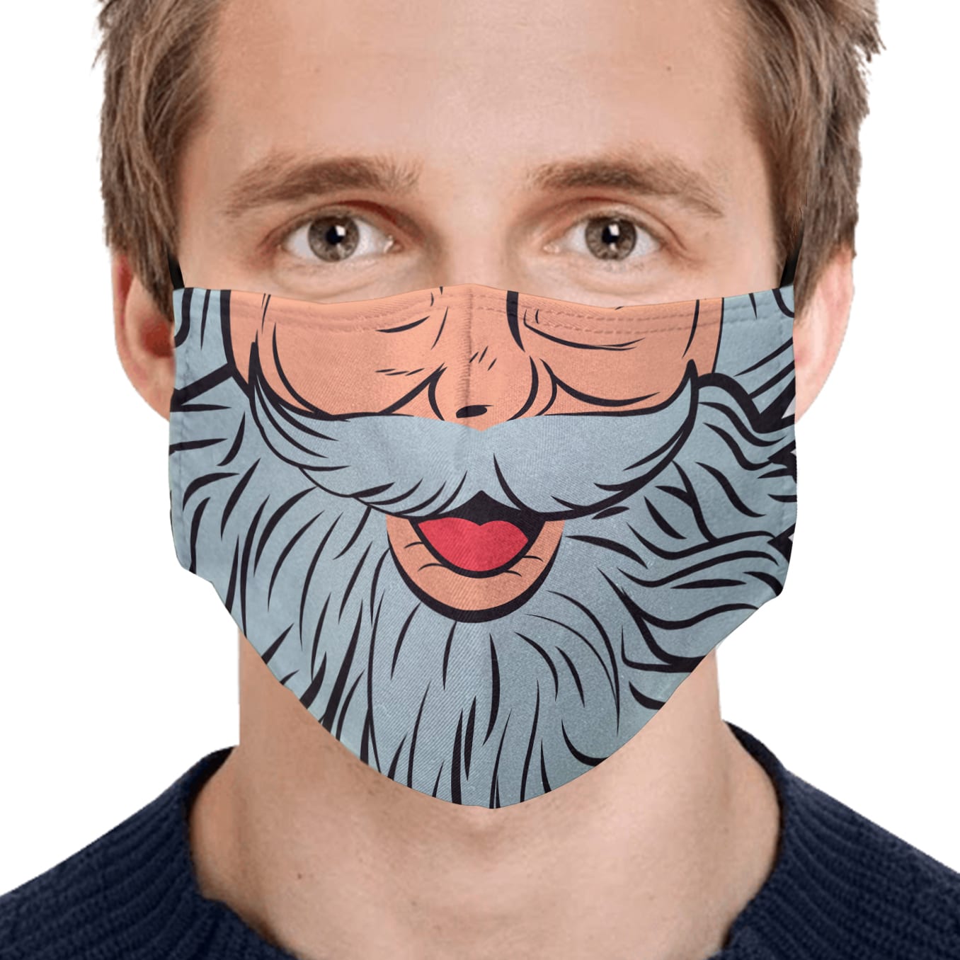 Santa Face Mask Santa Face Santa Beard Christmas Face Mask CubeBik