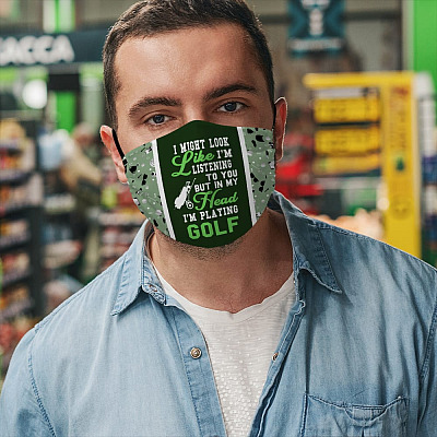 Alternative view of I Might Look Like I'm Listening To You Washable Reusable Custom - Printed Cloth Face Mask Cover