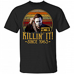 Killin' It Since 1963 Shirt - Vintage Halloween Michael Myers Shirt - Bloody Knife Shirt - Scary Shirt, Black, Unisex T-Shirt