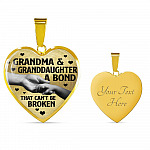 Grandma and Granddaughter a Bond That Can't Be Broken Heart Pendant Necklace - Heart Luxury Necklace (Gold Plated)