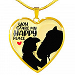 You Are My Happy Place Cowgirl Luxury Heart Pendant Necklace - Horse Lover Gifts - Heart Luxury Necklace (Gold Plated)