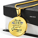 Sunflower But The Lord Stood With Me And Gave Me Strength Circle Pendant Necklace - Circle Luxury Necklace (Gold Plated)