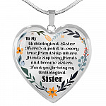 To My Unbiological Sister There's A Point In Every True Friendship Luxury Heart Pendant Necklace - Heart Luxury Necklace (Silver)