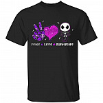 Peace Love Nightmare Jack Skellington T-Shirt - Funny Jack Skellington Halloween Shirt, Black, Unisex T-Shirt