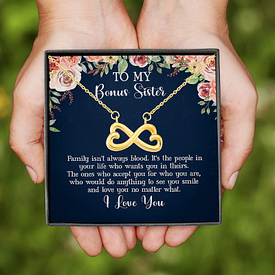 Alternative view of To My Bonus Sister Family Isn't Always Blood Infinity Heart Pendant Necklace - Bonus Sister Gifts