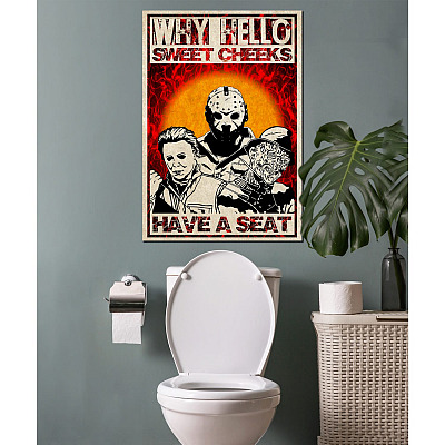 Alternative view of Why Hello Sweet Cheeks Have A Seat Freddy Jason Michael Horror Framed Canvas - Unframed Poster