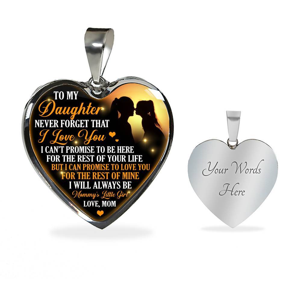 Necklace to My Daughter Never Forget That I Love You I Promise From Mom Heart Pendant Necklace - Heart Luxury Necklace (Silver)