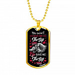 You Didn't Give Me the Gift of Life but Life Gave Me the Gift of You Dog Tag Pendant Necklace for Step Dad - Dog Tag (Gold Plated)
