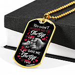 You Didn't Give Me the Gift of Life but Life Gave Me the Gift of You Dog Tag Pendant Necklace for Step Dad - Dog Tag (Gold Plated)