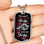 You Didn't Give Me the Gift of Life but Life Gave Me the Gift of You Dog Tag Pendant Necklace for Step Dad - Dog Tag (Silver)