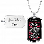 You Didn't Give Me the Gift of Life but Life Gave Me the Gift of You Dog Tag Pendant Necklace for Step Dad - Dog Tag (Silver)