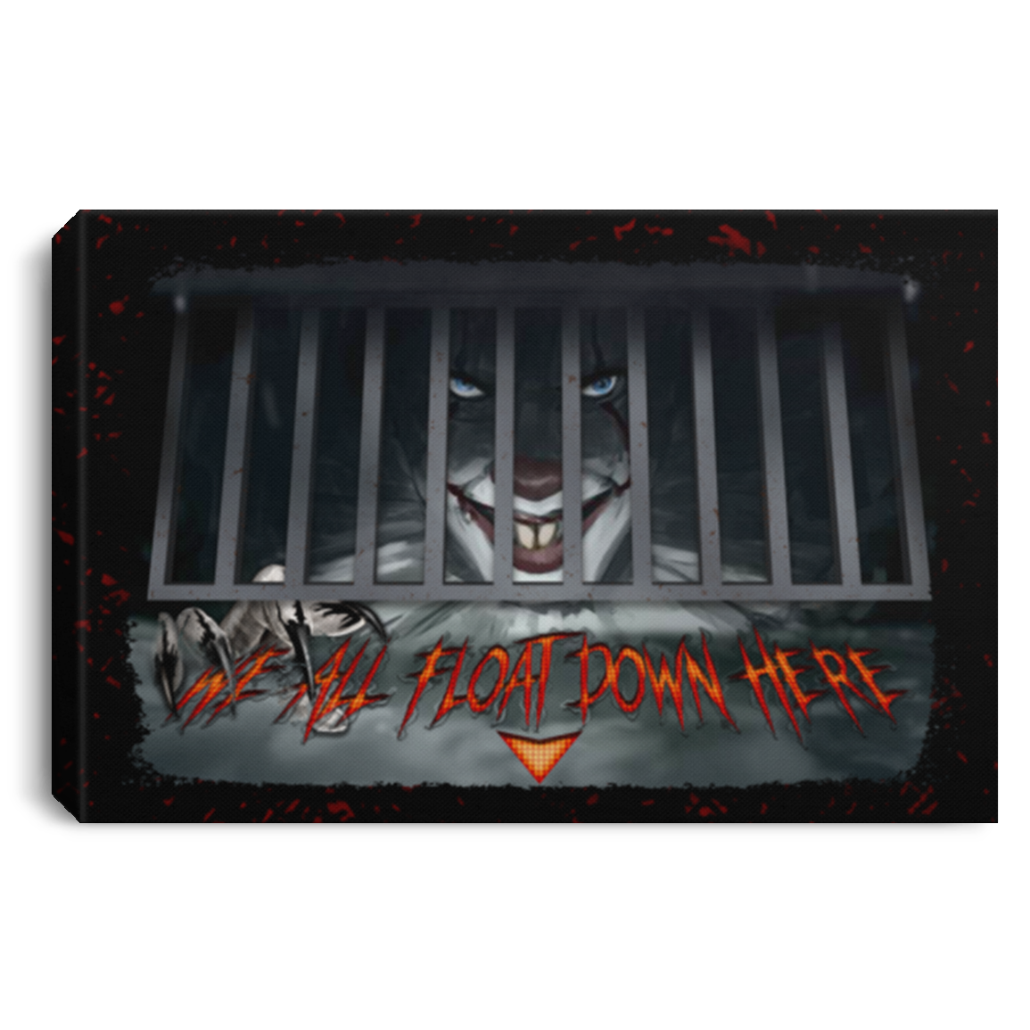 We All Float Down Here Unframed Poster - Framed Canvas - Funny Bathroom Decor, White, 0.75'' Framed Canvas