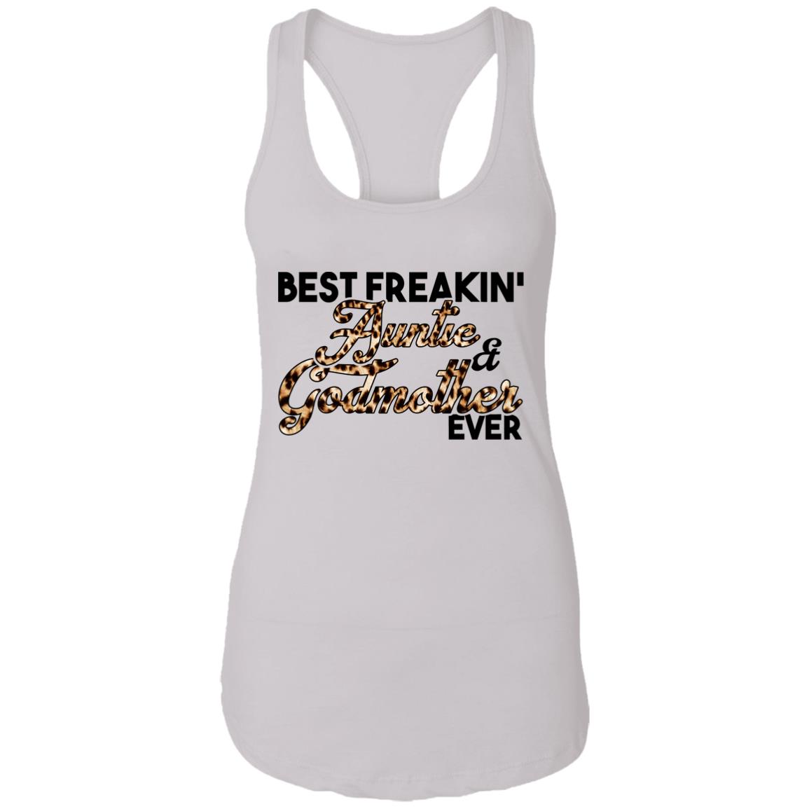 Best Freakin' Auntie Godmother Ever Leopard Print Cotton Tank Top Tee - Ladies Racerback Tank, White, Ladies Racerback Tank Best Freakin' Auntie Godmother Ever Leopard Print Cotton Tank Top Tee - Ladies Racerback Tank, White, Ladies Racerback Tank