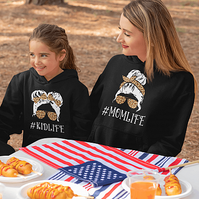 Alternative view of Mom Life Kid Life Mom and Daughter Matching Youth Hoodie - Sweatshirt - Long Sleeve Shirt
