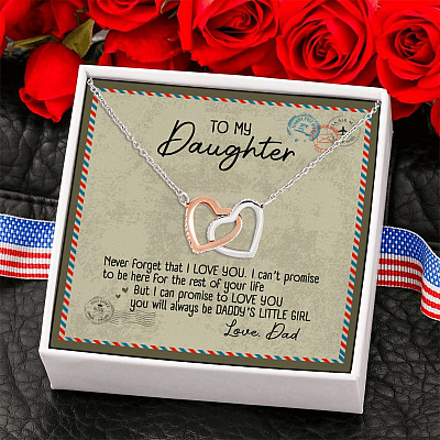 To My Daughter Mailing Necklace - Letter Never Forget That I love You Interlocking Hearts Pendant Necklace