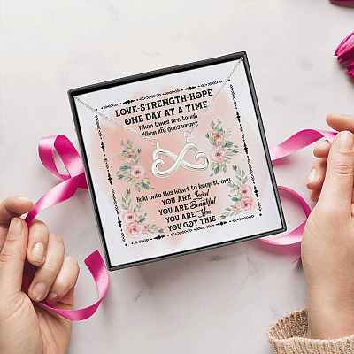 Alternative view of You Got This Mental Health Support Gift Infinity Heart Pendant Necklace