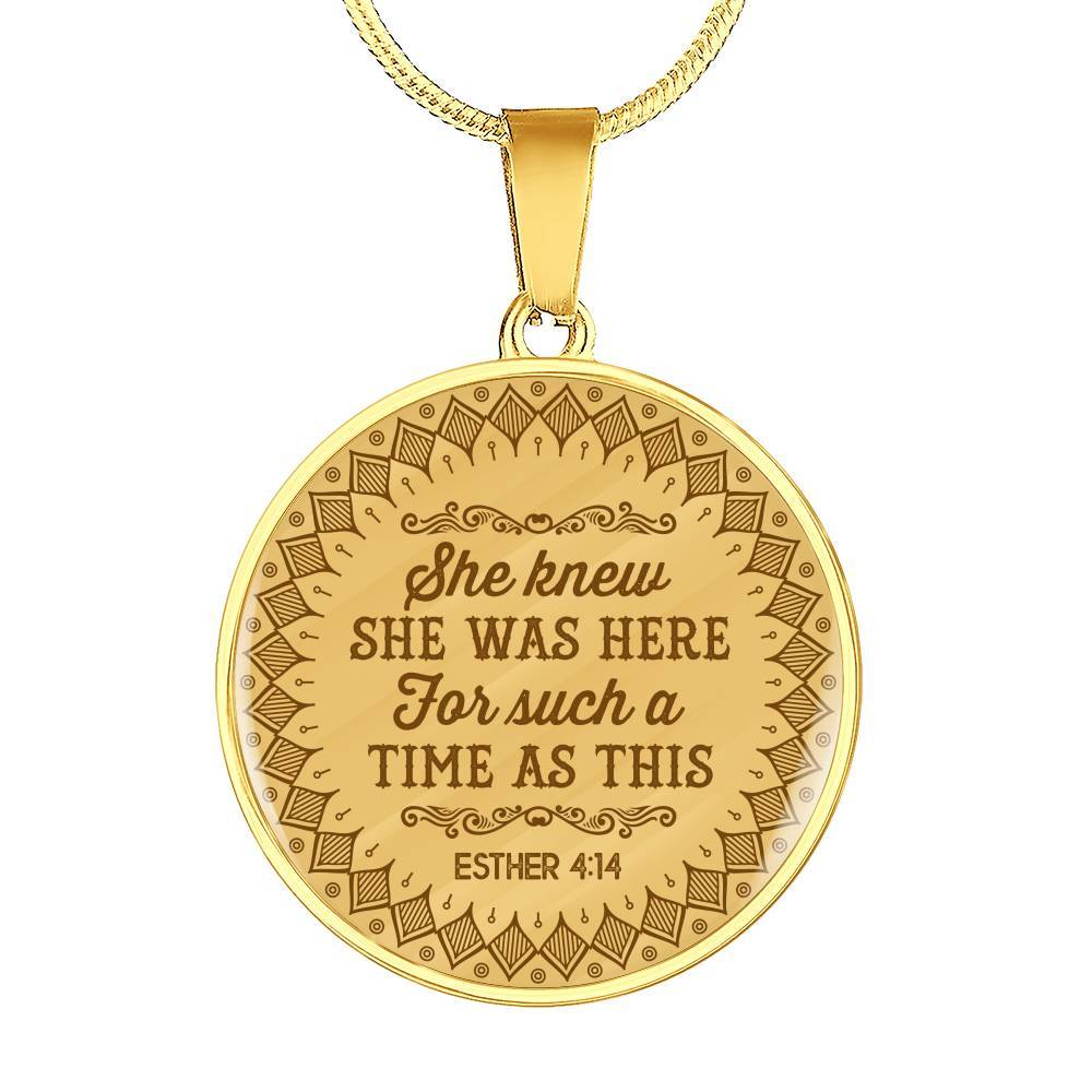 She Knew She Was Here For Such A Time As This Circle Pendant Necklace - Circle Luxury Necklace (Gold Plated)