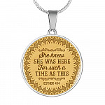 She Knew She Was Here For Such A Time As This Circle Pendant Necklace - Circle Luxury Necklace (Silver)