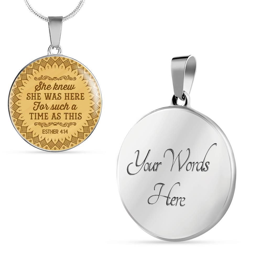 She Knew She Was Here For Such A Time As This Circle Pendant Necklace - Circle Luxury Necklace (Silver)
