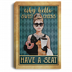 Breakfast Tiffany Why Hello Sweet Cheeks Gallery Vintage Framed Canvas Prints - Unframed Poster - Home Decor Wall Art, White, 0.75'' Framed Canvas