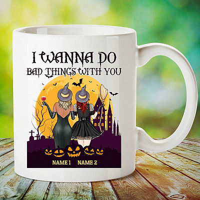 Alternative view of Personalized I Wanna Do Bad Things With You Halloween Best Friend Coffee Mug - Beer Stein - Water Bottle