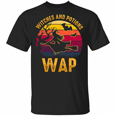 Witches And Potions WAP Funny Witch Halloween Vintage T-Shirt, Black, Unisex T-Shirt