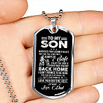 Dad to My Son Wherever Your Journey in Life May Take You I Pray You'll Always Be Safe Dog Tag Pendant Necklace - Dog Tag (Silver)