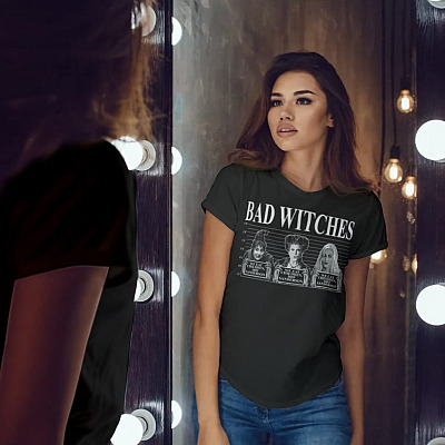 Alternative view of Bad Witches Sanderson Sisters T-shirt - V-neck - Funny Hocus Pocus Witches Halloween Shirt