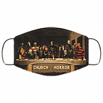 Church Of Horror Face Mask - Horror Movie Washable Reusable Custom Printed Cloth Face Mask Cover, White, Cloth Face Cover – Medium/Large
