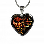 Jack Hello Darkness Night Before Halloween Skellington My Old Friend Pumpkin My Love Heart Pendant Necklace - Heart Luxury Necklace (Silver)