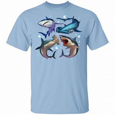 Types Of Sharks T-Shirt - Shark Species Shirt For Shark Lover, Light Blue, Unisex T-Shirt