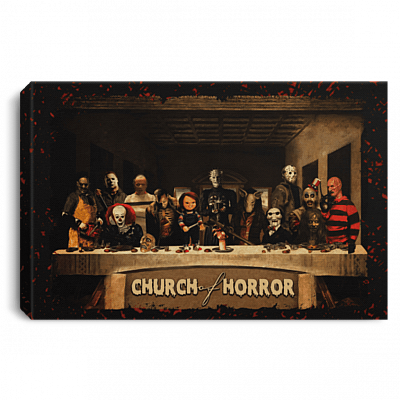 Church Of Horror - Horror Movie Gallery Wrapped Framed Canvas Prints - Unframed Poster - Home Decor Wall Art, White, 0.75'' Framed Canvas