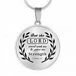 But The Lord Stood With Me And Gave Me Strength Bible Circle Pendant Necklace - Circle Luxury Necklace (Silver)