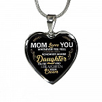 Whenever You Feel Overwhelmed Remember Whose Daughter Heart Pendant Necklace - Necklace For Daughter From Mom - Heart Luxury Necklace (Silver)